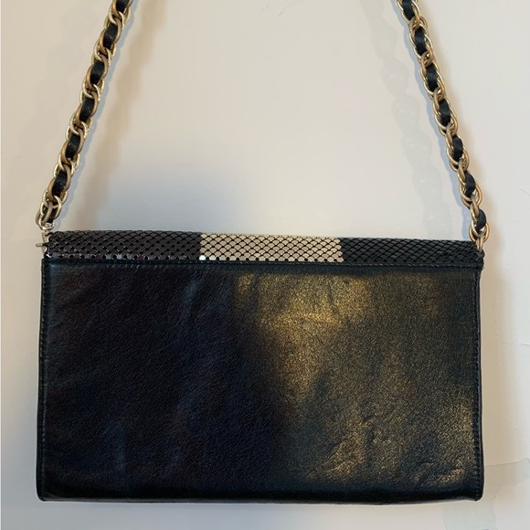 Elliott Lucca Metallic Chain Leather Clutch Shoulder Bag - Picture 4 of 12